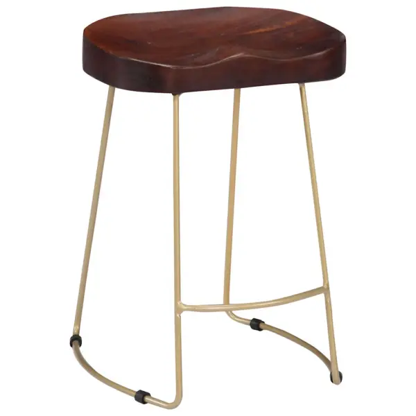 Mangopuidust baaripukid 2 tk, pähkelpruun, messingitoonis metallraam, 46 x 38 x 52 cm – 13