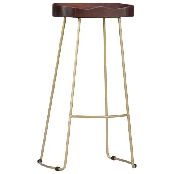 Mangopuidust baaripukid, 2 tk, pähkelpruun, messingitoonis metallraam, 45 x 40 x 78 cm – 2