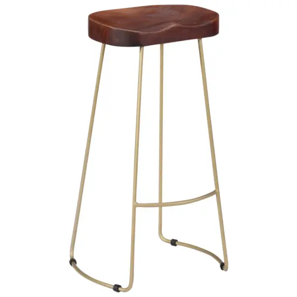 Mangopuidust baaripukid, 2 tk, pähkelpruun, messingitoonis metallraam, 45 x 40 x 78 cm – 11