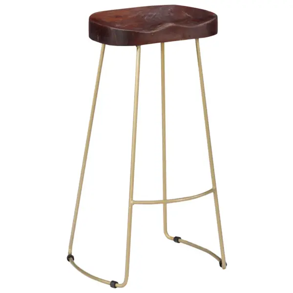 Mangopuidust baaripukid, 2 tk, pähkelpruun, messingitoonis metallraam, 45 x 40 x 78 cm – 13