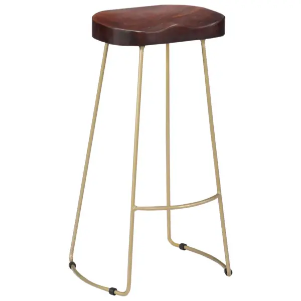 Mangopuidust baaripukid, 2 tk, pähkelpruun, messingitoonis metallraam, 45 x 40 x 78 cm – 9