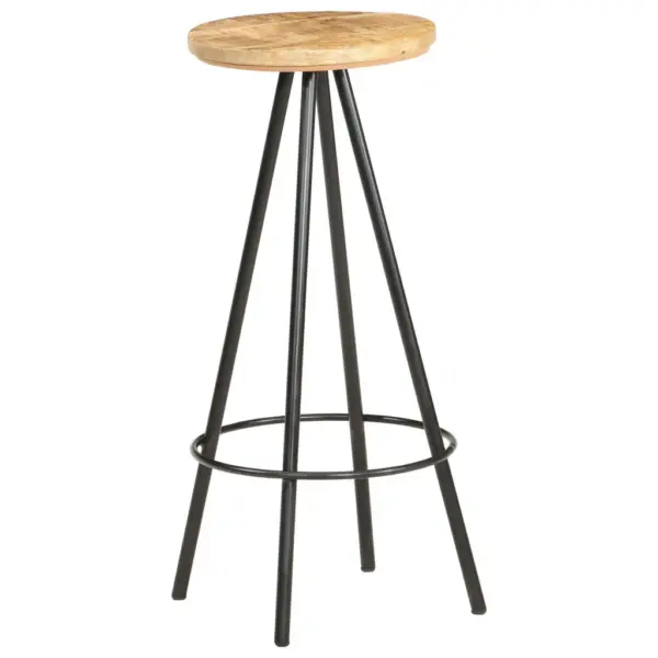 Baaripukid töötlemata mangopuidust ja musta rauast raamiga, jalatoega, 4 tk, 30 x 73 cm – 2