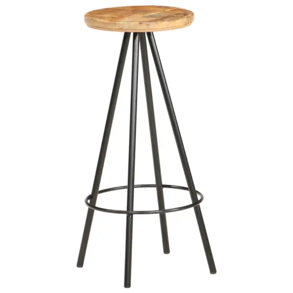Baaripukid töötlemata mangopuidust ja musta rauast raamiga, jalatoega, 4 tk, 30 x 73 cm – 9
