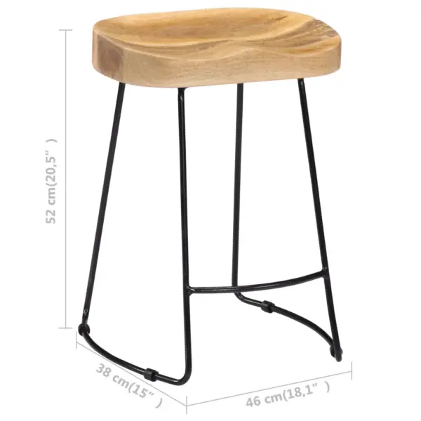Mangopuidust baaripukid metallraamiga, 2 tk, pruun/must, 46 x 38 x 52 cm – 9