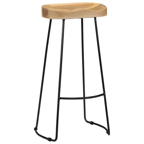 Mangopuidust baaripukid musta metallraamiga, 2 tk, pruun/must, 45 x 40 x 78 cm - 2