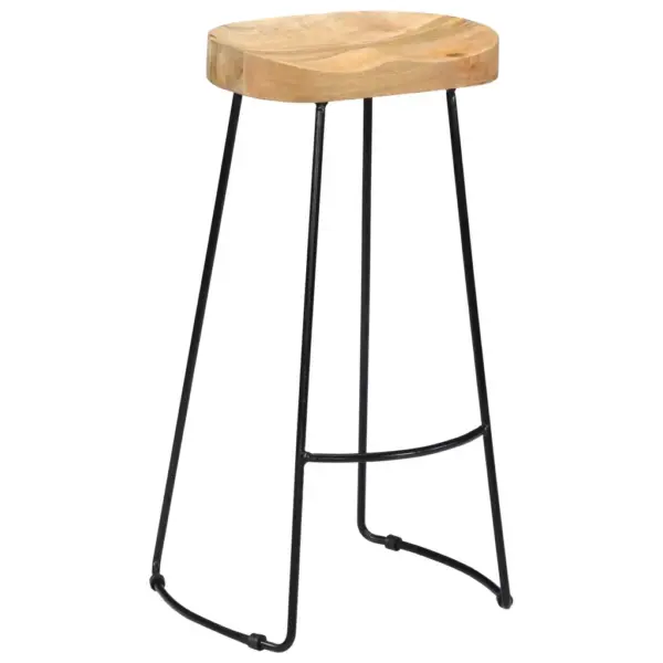 Mangopuidust baaripukid musta metallraamiga, 2 tk, pruun/must, 45 x 40 x 78 cm - 11