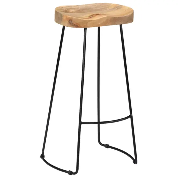 Mangopuidust baaripukid musta metallraamiga, 2 tk, pruun/must, 45 x 40 x 78 cm - 12