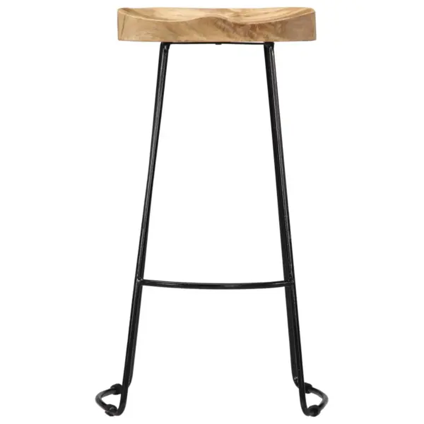 Mangopuidust baaripukid musta metallraamiga, 2 tk, pruun/must, 45 x 40 x 78 cm - 3