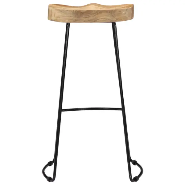 Mangopuidust baaripukid musta metallraamiga, 2 tk, pruun/must, 45 x 40 x 78 cm - 4