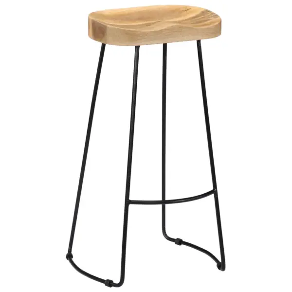 Mangopuidust baaripukid musta metallraamiga, 2 tk, pruun/must, 45 x 40 x 78 cm - 10