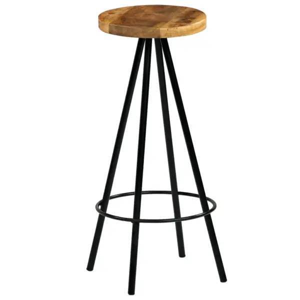 Industriaalstiilis baaritoolid mangopuidust istmega, 4 tk, pruun, 30 x 76 cm – 11