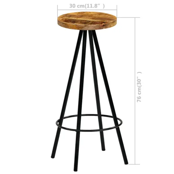 Industriaalstiilis baaritoolid mangopuidust istmega, 4 tk, pruun, 30 x 76 cm – 12