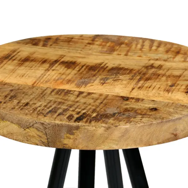 Industriaalstiilis baaritoolid mangopuidust istmega, 4 tk, pruun, 30 x 76 cm – 5