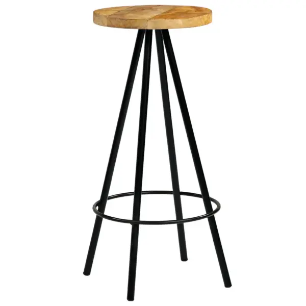 Industriaalstiilis baaritoolid mangopuidust istmega, 4 tk, pruun, 30 x 76 cm – 8