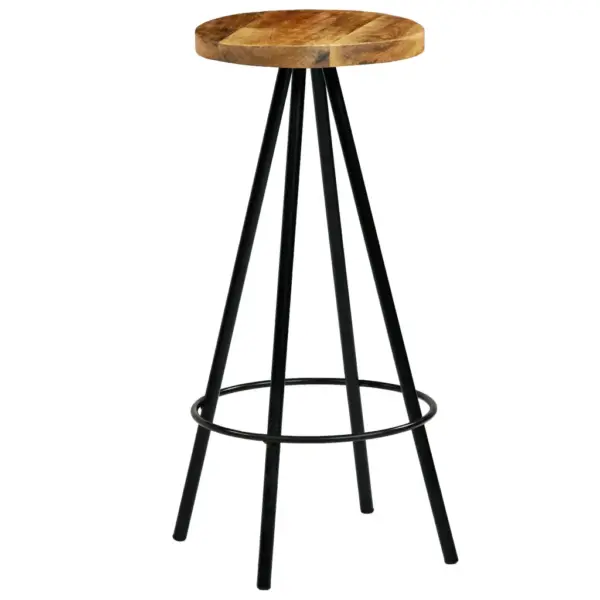 Industriaalstiilis baaritoolid mangopuidust istmega, 4 tk, pruun, 30 x 76 cm – 9