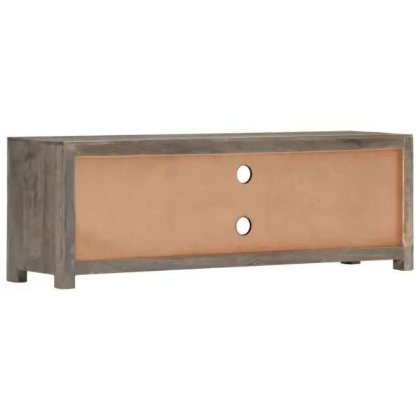 Telerikapp rombimustriga, hall ja pruun mangopuit, 1 ukse, 2 sahtli ja 2 avatud riiuliga, 120 x 30 x 40 cm – 4