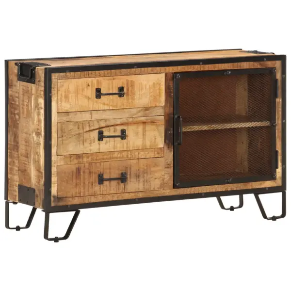 Industriaalstiilis mangopuidust puhvetkapp terasraamiga, 100 x 31 x 60 cm – 11