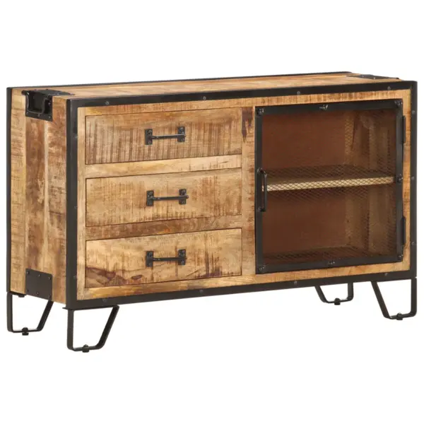 Industriaalstiilis mangopuidust puhvetkapp terasraamiga, 100 x 31 x 60 cm – 12