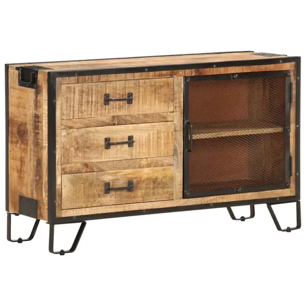 Industriaalstiilis mangopuidust puhvetkapp terasraamiga, 100 x 31 x 60 cm – 13