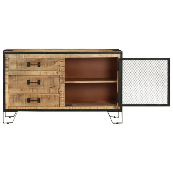 Industriaalstiilis mangopuidust puhvetkapp terasraamiga, 100 x 31 x 60 cm – 3
