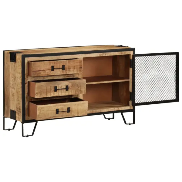 Industriaalstiilis mangopuidust puhvetkapp terasraamiga, 100 x 31 x 60 cm – 4