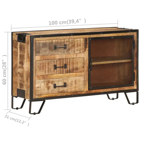 Industriaalstiilis mangopuidust puhvetkapp terasraamiga, 100 x 31 x 60 cm – 10