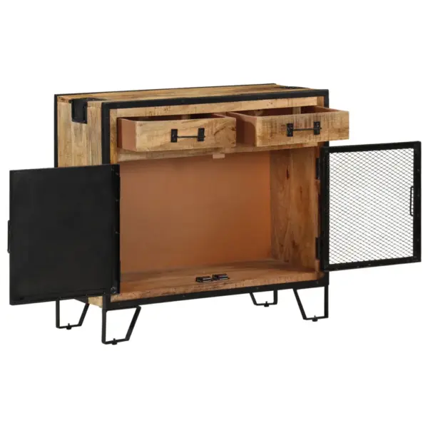 Industriaalstiilis mangopuidust puhvetkapp terasdetailidega, 80 x 31 x 71 cm – 2