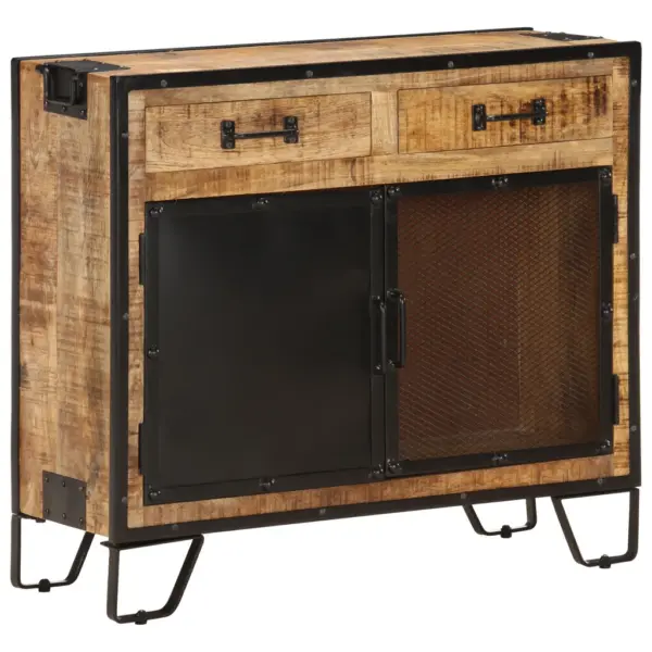 Industriaalstiilis mangopuidust puhvetkapp terasdetailidega, 80 x 31 x 71 cm – 11