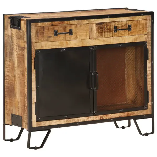 Industriaalstiilis mangopuidust puhvetkapp terasdetailidega, 80 x 31 x 71 cm – 12