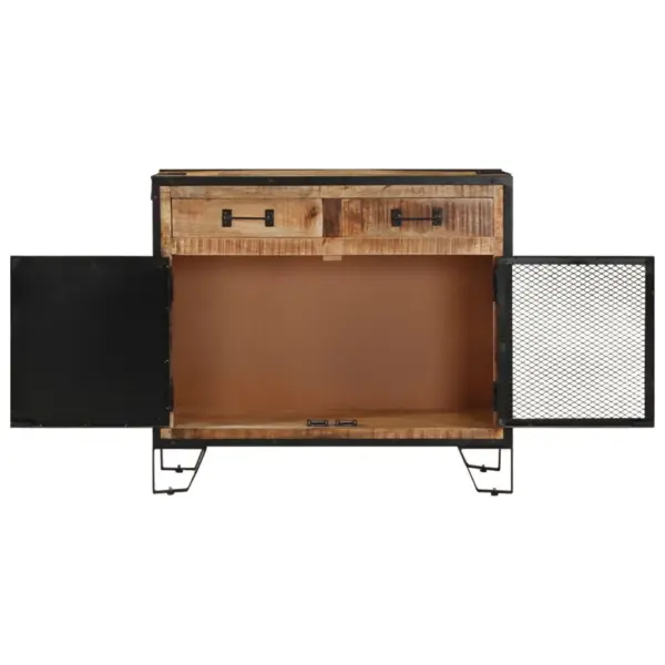 Industriaalstiilis mangopuidust puhvetkapp terasdetailidega, 80 x 31 x 71 cm – 3