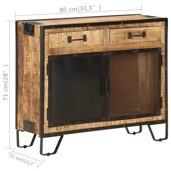 Industriaalstiilis mangopuidust puhvetkapp terasdetailidega, 80 x 31 x 71 cm – 10