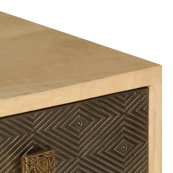 Industriaalstiilis mangopuidust telerikapp terasjalgadel, 2 riiulit ja 4 sahtlit, 120 x 30 x 40 cm – 6