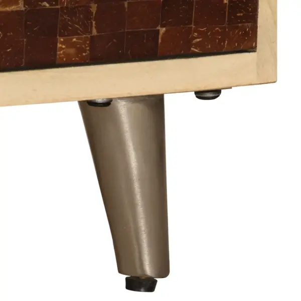 Industriaalstiilis mangopuidust telerikapp terasjalgadel, 2 riiulit ja 4 sahtlit, 120 x 30 x 40 cm – 10