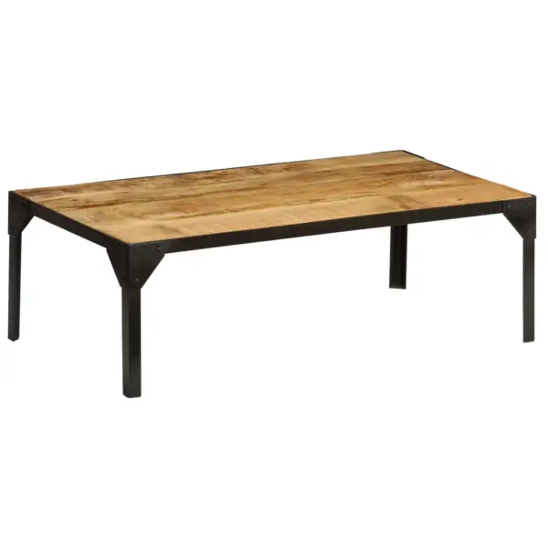 Tööstusliku stiiliga mangopuidust ja terasraamiga kohvilaud, pruun/must, 110 x 55 x 35 cm - 12