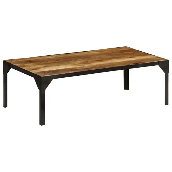 Tööstusliku stiiliga mangopuidust ja terasraamiga kohvilaud, pruun/must, 110 x 55 x 35 cm - 13