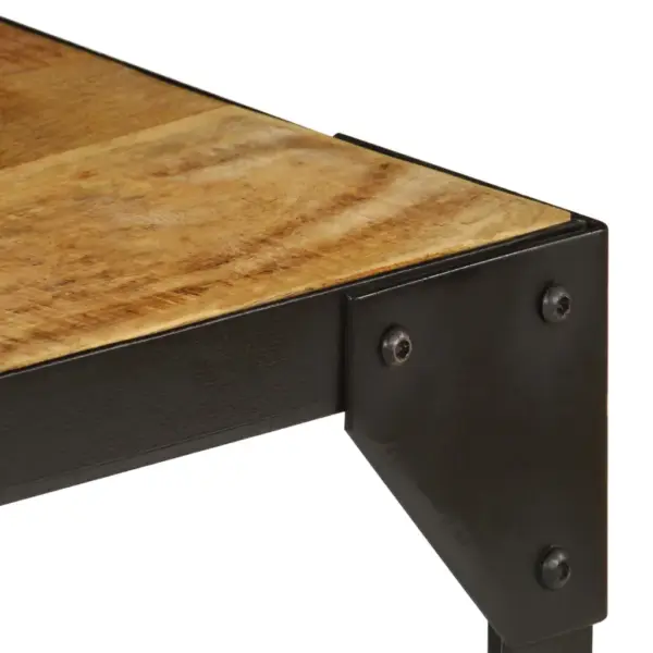Tööstusliku stiiliga mangopuidust ja terasraamiga kohvilaud, pruun/must, 110 x 55 x 35 cm - 3