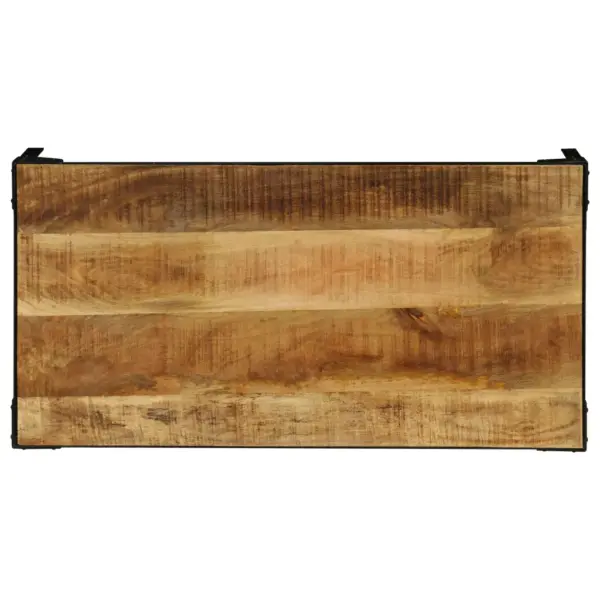 Tööstusliku stiiliga mangopuidust ja terasraamiga kohvilaud, pruun/must, 110 x 55 x 35 cm - 5