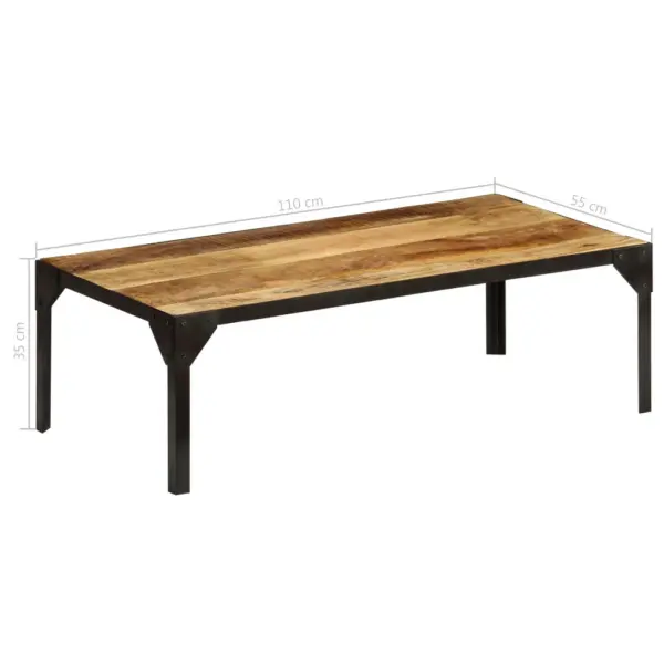 Tööstusliku stiiliga mangopuidust ja terasraamiga kohvilaud, pruun/must, 110 x 55 x 35 cm - 8