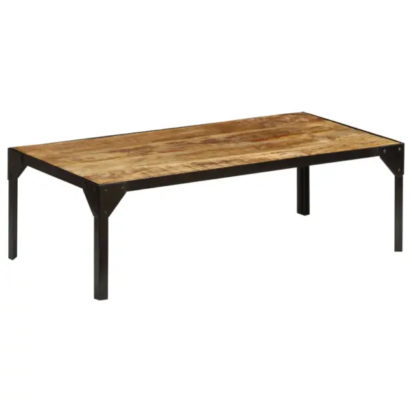 Tööstusliku stiiliga mangopuidust ja terasraamiga kohvilaud, pruun/must, 110 x 55 x 35 cm - 9