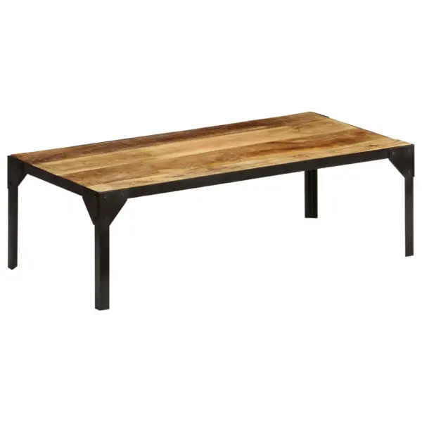 Tööstusliku stiiliga mangopuidust ja terasraamiga kohvilaud, pruun/must, 110 x 55 x 35 cm - 10