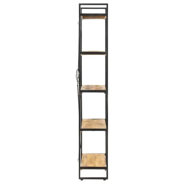 Industriaalstiilis raamaturiiul 5 riiuliga, mangopuit ja teras, 90 x 30 x 180 cm - 3