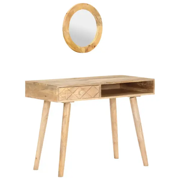Mangopuidust jumestuslaud peegliga, pruun, 100 x 50 x 76 cm – 11