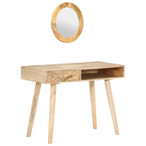 Mangopuidust jumestuslaud peegliga, pruun, 100 x 50 x 76 cm – 12