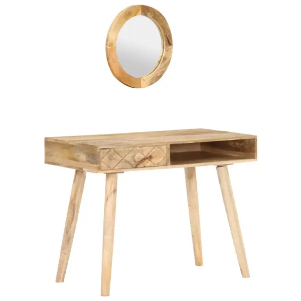 Mangopuidust jumestuslaud peegliga, pruun, 100 x 50 x 76 cm – 13