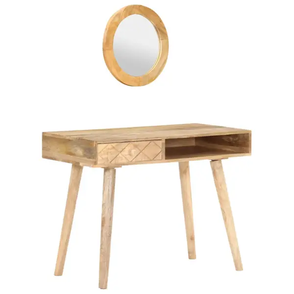 Mangopuidust jumestuslaud peegliga, pruun, 100 x 50 x 76 cm – 10