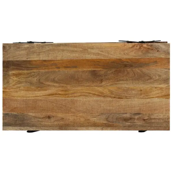 Kahekorruseline mangopuidust kohvilaud musta terasraamiga, 115 x 60 x 40 cm – 4