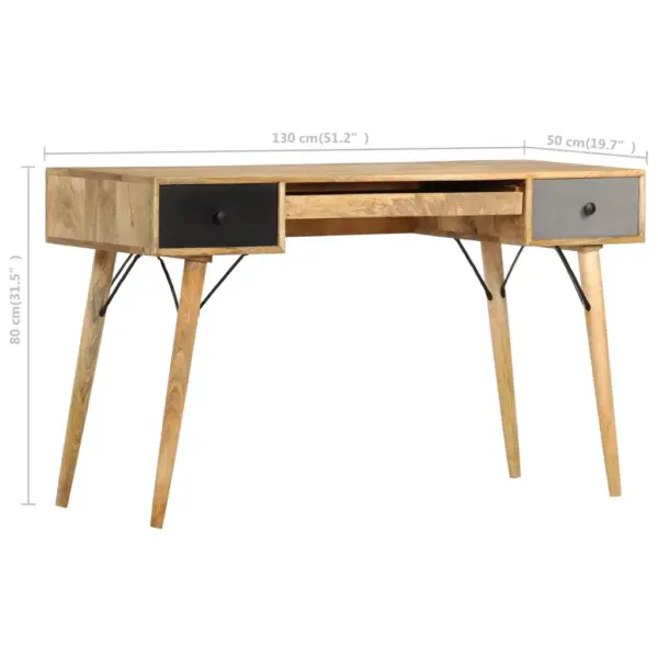 Kirjutuslaud 2 sahtliga, mangopuidust, 130 x 50 x 80 cm - 8