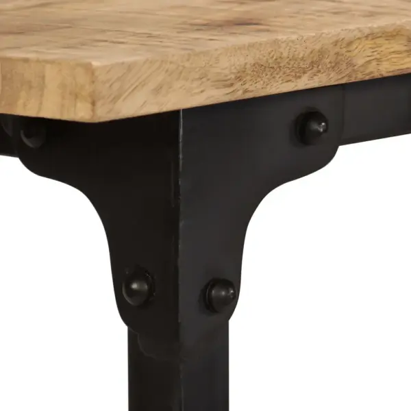 Mangopuidust kirjutuslaud riiulite ja ratastega kokkupandava taburetiga, 115 x 50 x 76 cm – 6