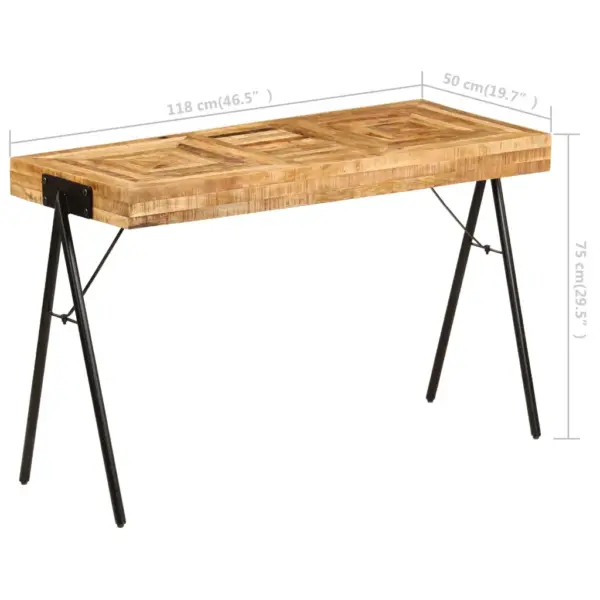 Mangopuidust kirjutuslaud terasjalgadel, 118 x 50 x 75 cm – 8