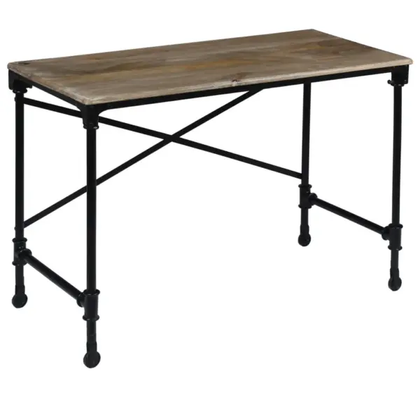 Mangopuidust kirjutuslaud terasraamiga, 6 sahtlit, 110 x 50 x 96 cm – 4